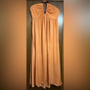 Forever 21 Pleated Orange Maxi Skirt Resort Wear